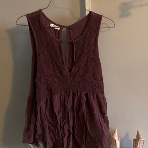 Maurices Lace Detail Sleeveless Blouse - Dark Purple